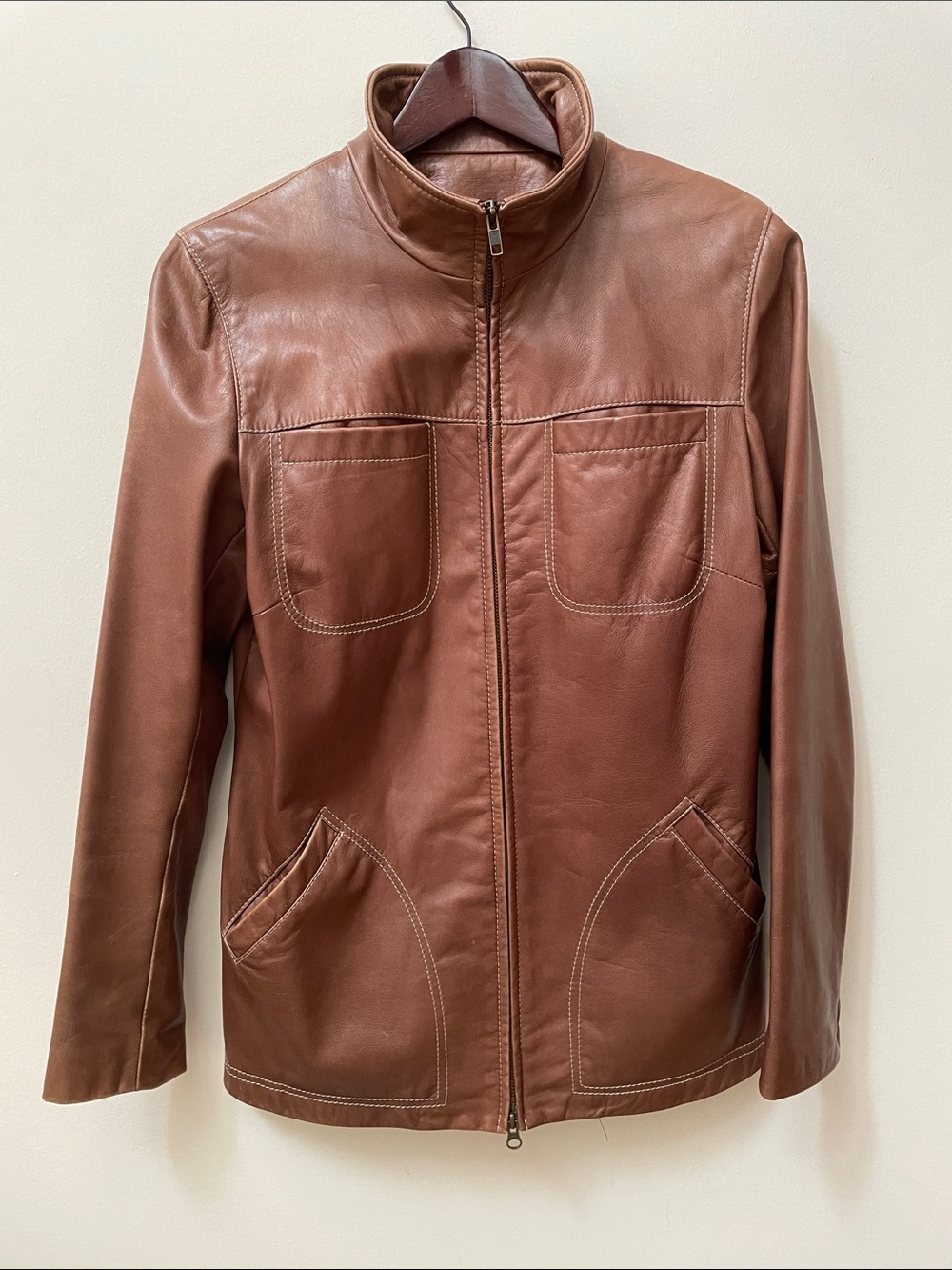 Danier Vintage 2003 Chest-Pocket Brown Leather Jacket